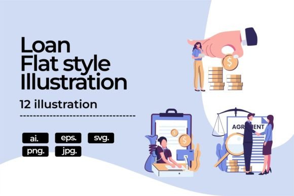 12 Loan Flat Illustrations for Clear Financial Visuals