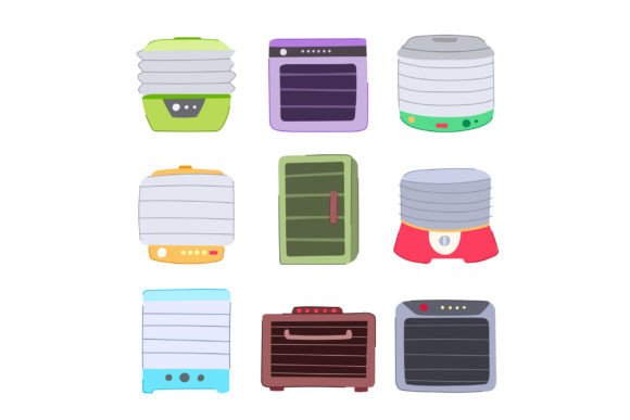 Creative Uses for Dehydrator Food Set Cartoon Vectors