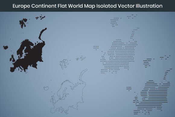 Europe Continent Flat World Map Vector