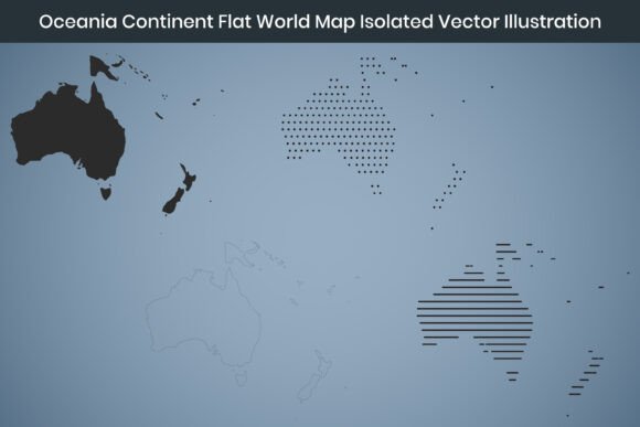 Oceania Continent Flat World Map Vector